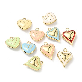 Латунь эмаль подвески, сердце прелести, без кадмия и без свинца, долговечный, стойки покрытие, реальный 18 k позолоченный