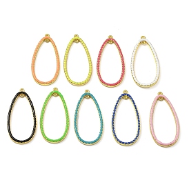 Rack Plating Brass Enamel Pendants, Long-Lasting Plated, Lead Free & Cadmium Free, Real 18K Gold Plated, Teardrop Charm