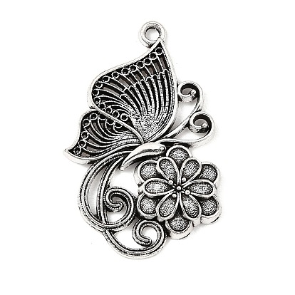 Tibetan Style Alloy Pendants, Butterfly & Flower Charms
