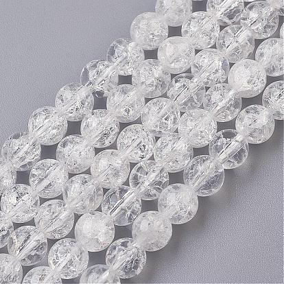 Natural Crackle Crystal Bead Strands, Round