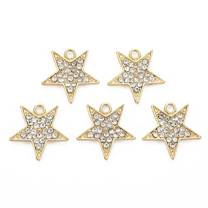 Alloy Pendants, with Crystal Rhinestone, Cadmium Free & Nickel Free & Lead Free, Star Charms