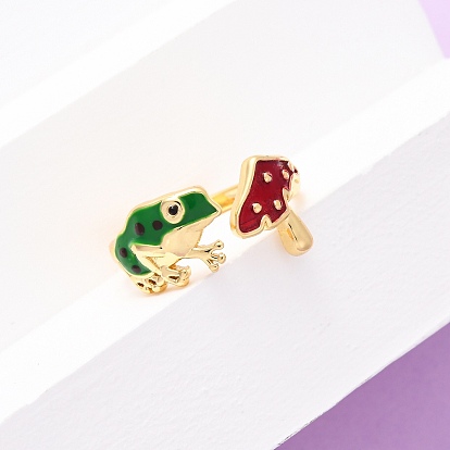 Манжеты с латунной эмалью, лягушка с грибом