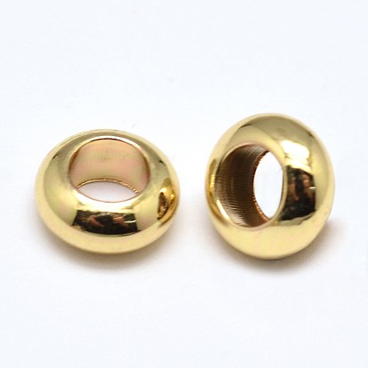 Rack Plating Brass Flat Round Spacer Beads, Cadmium Free & Lead Free, Long-Lasting Plated