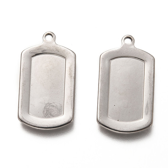 201 Stainless Steel Pendant Cabochon Settings, Rectangle