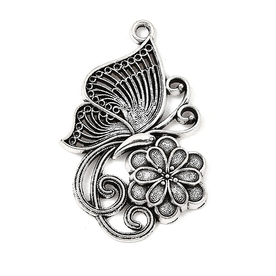 Tibetan Style Alloy Pendants, Butterfly & Flower Charms