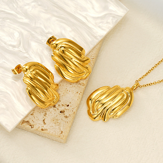 304 подвески и серьги-гвоздики из нержавеющей стали, золотые