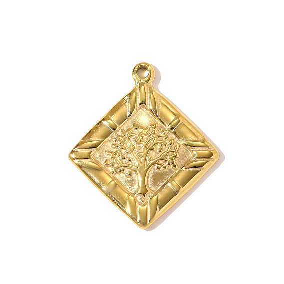 304 подвески из нержавеющей стали, ромб с подвесками в виде деревьев, ионное покрытие (ip), зеркальная полировка