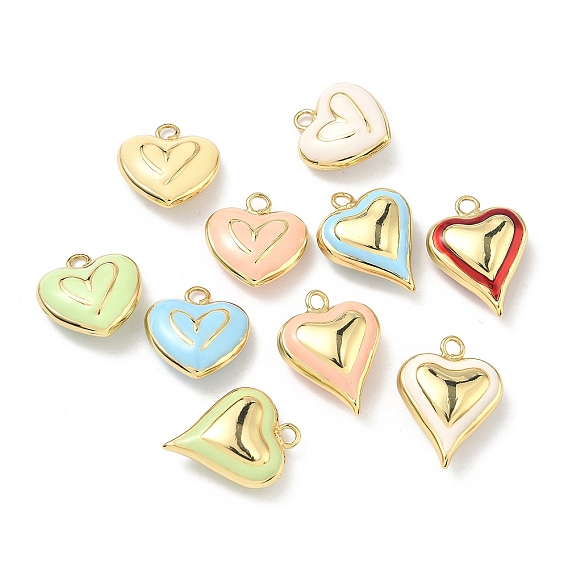 Латунь эмаль подвески, сердце прелести, без кадмия и без свинца, долговечный, стойки покрытие, реальный 18 k позолоченный