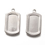 201 Stainless Steel Pendant Cabochon Settings, Rectangle