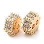Brass Micro Pave Clear Cubic Zirconia Slide Charms, Gear