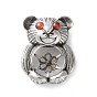 925 Sterling Silver Peg Bail Pendants, with Cubic Zirconia, Bear, for Half Drilled Beads, Bear