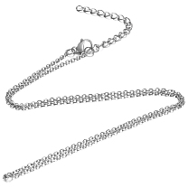 Collar de cadena de cable de acero inoxidable con revestimiento al vacío de PVD, larga duración plateado, con cierre de langosta