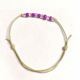 Glass Seed Braided Bead Bracelet with Waxed Cotton Cords