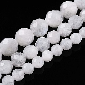 Бусины из натурального радужного лунного камня, круглый с гранями