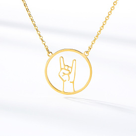 Gold Plated Stainless Steel Gesture Pendant Necklace for Women