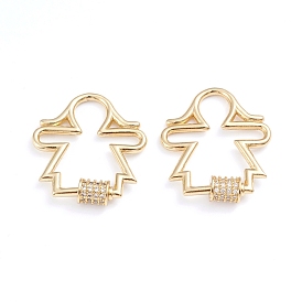 Латунь микропаве прозрачный кубический цирконий винт карабин брелоки, для изготовления ожерелий, быстрые ссылки, девушка