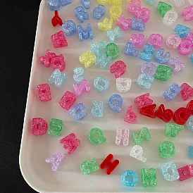 Transparent Crackle Acrylic Beads, Large Hole Beads, Letter