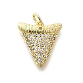 Brass Micro Pave Clear Cubic Zirconia Pendants, with Jump Ring, Long-Lasting Plated, Lead Free & Cadmium Free, Triangle Charms