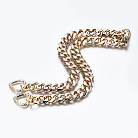 Bag Chains Straps, Aluminum Curb Link Chains, with Alloy Love Type Swivel Clasps, for Bag Replacement Accessories