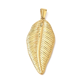 Pendentifs en acier inoxydable, charmes de feuilles, placage ionique (ip)