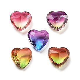 K9 Glass Rhinestone Cabochons, Faceted, Heart