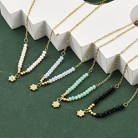 Ионное покрытие (ip) 304 ожерелья с подвесками в виде цветка из нержавеющей стали и стекла для женщин, реальный 14 k позолоченный