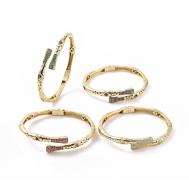 Кубический цирконий ромб открытый браслет-манжета, золотые латунные украшения для женщин