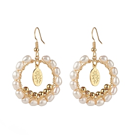 Boucles d'oreilles pendantes en laiton, ovale avec la Vierge Marie