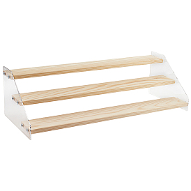 Акриловые стойки для фигурок, Деревянный многоуровневый дисплей-органайзер ходер для минифигурок модели игрушек, полка для кукол в виде лестницы, с точечными наклейками или клейкой лентой (отправьте один из них случайным образом)