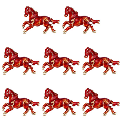 8Pcs Running Horse Enamel Pins, Zinc Alloy Lapel Pin Brooches for Backpack Clothes, Gold