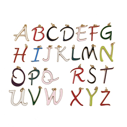 26шт 304 эмалированные подвески из нержавеющей стали, разноцветные, Письмо ~ Z, с целью перехода в кольце