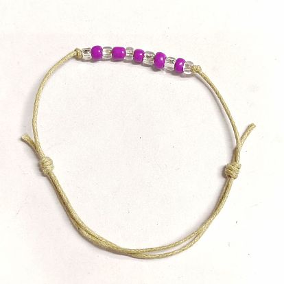 Glass Seed Braided Bead Bracelet with Waxed Cotton Cords