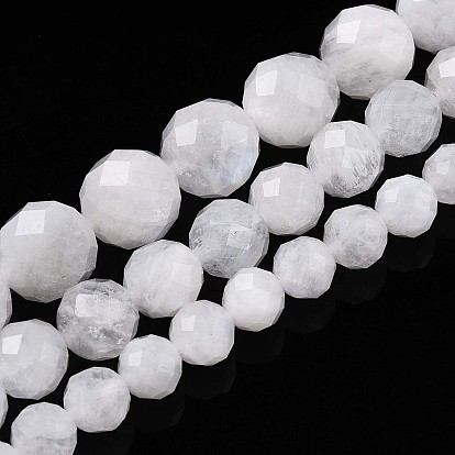 Бусины из натурального радужного лунного камня, круглый с гранями