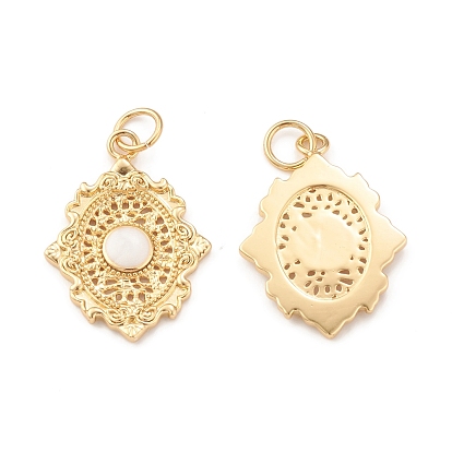 Eco-Friendly Brass Enamel Pendants, with Jump Ring, Lead Free & Cadmium Free, Flower Charm, Real 18K Gold Plated