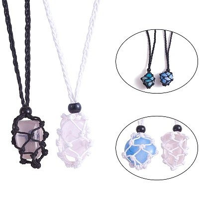 Регулируемый плетеный нейлоновый шнур макраме мешочек изготовление ожерелья, сменный камень, со стеклянными бусинами