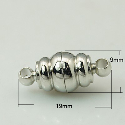 Латунные магнитные застежки с петлями, овальные, 19x9 мм, отверстие : 1 мм