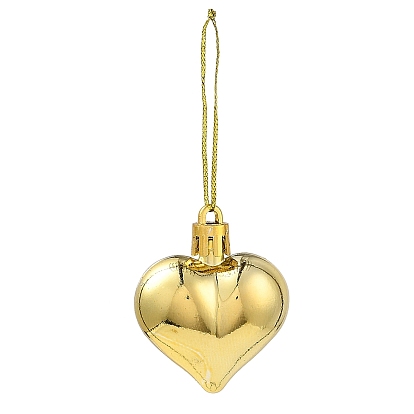 Valentine's Day Electroplate Plastic Heart Pendants Decorations, Nylon Rope Christmas Tree Hanging Ornaments