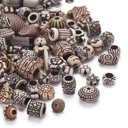 Mixed Antique Style Acrylic Beads, Mixed Shapes