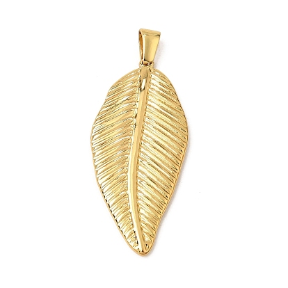 Pendentifs en acier inoxydable, charmes de feuilles, placage ionique (ip)