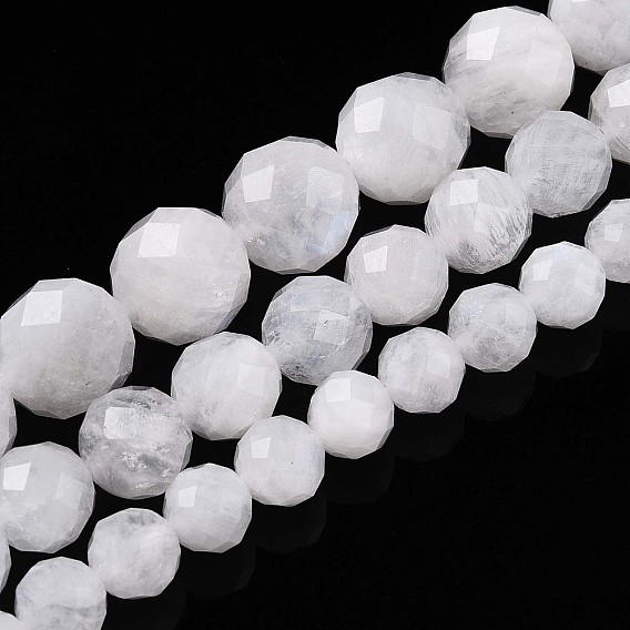 Бусины из натурального радужного лунного камня, круглый с гранями