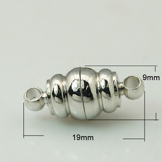 Латунные магнитные застежки с петлями, овальные, 19x9 мм, отверстие : 1 мм