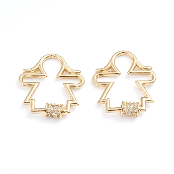 Латунь микропаве прозрачный кубический цирконий винт карабин брелоки, для изготовления ожерелий, быстрые ссылки, девушка