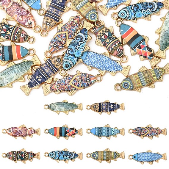 20 шт 10 цвета сплава эмалевые подвески, без кадмия, без никеля и без свинца, золотые, очарование рыбы
