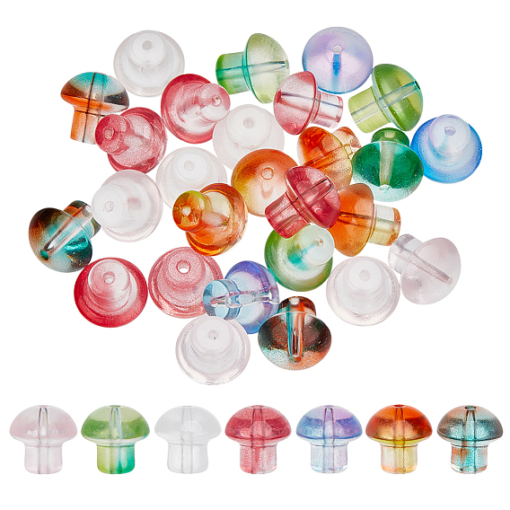 105 шт 7 цвета прозрачные стеклянные бусины, гриб