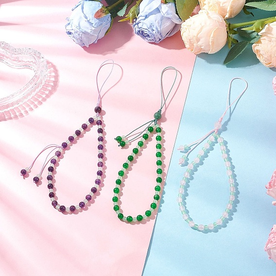 Gemstone Mobile Straps, with Nylon Threads