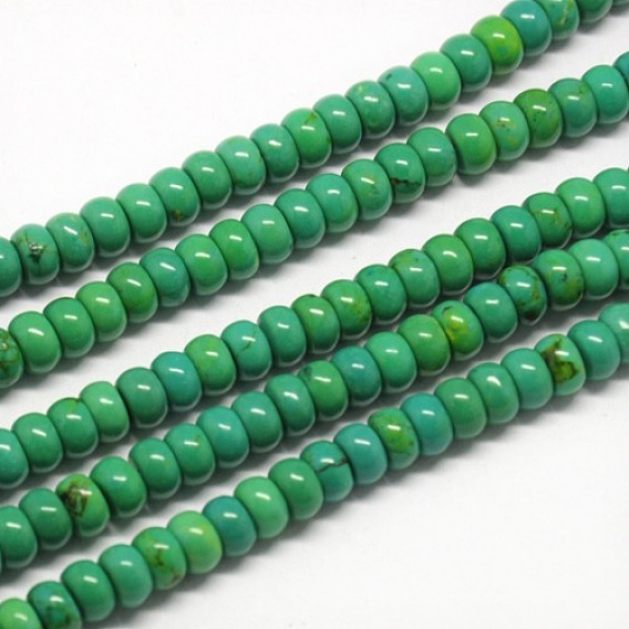 Natural Magnesite Rondelle Beads Strands, Dyed, 6x4mm, Hole: 1mm, about 115pcs/strand, 15.74 inch