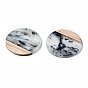 Transparent Resin & Walnut Wood Pendants, Two Tone, Flat Round