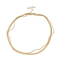 Ion Plating(IP) 304 Stainless Steel Herringbone & Round Snake Chains Double Layer Necklace for Men Women