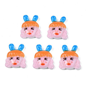 Spray Painted Opaque Resin Cabochons, Girl