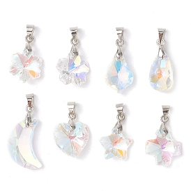 8шт 8 стили стеклянные подвески, с платиновыми латунными скобами для ледоруба, разнообразные